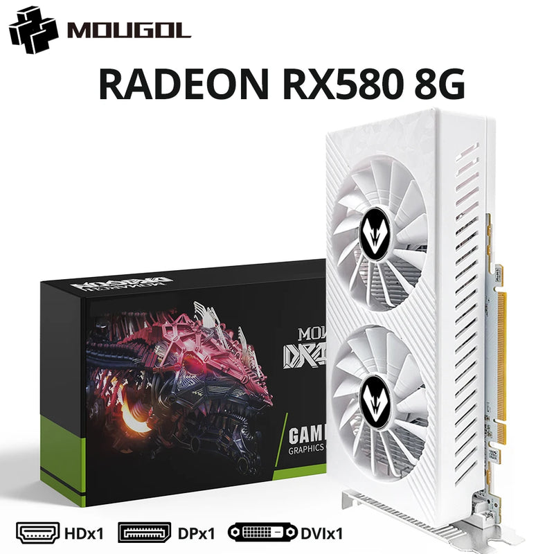 🎮 Placa de Vídeo MOUGOL Radeon RX 580 8GB GDDR5 – PCI-E 3.0 – DVI/DP – Original