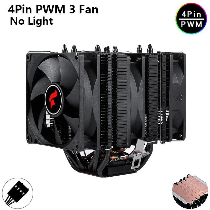 ⚔️ HNHU Dual Tower RGB (Preto/Branco) – Cooler CPU 6 Heatpipes Ultra Silencioso | Intel & AMD