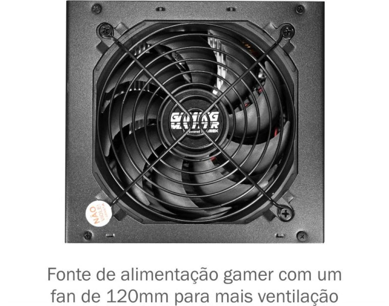 Fonte Gamer ATX 500W Real K-Mex Gaming Master EZ889 80 Plus White Pfc Ativo Bivolt Automático
