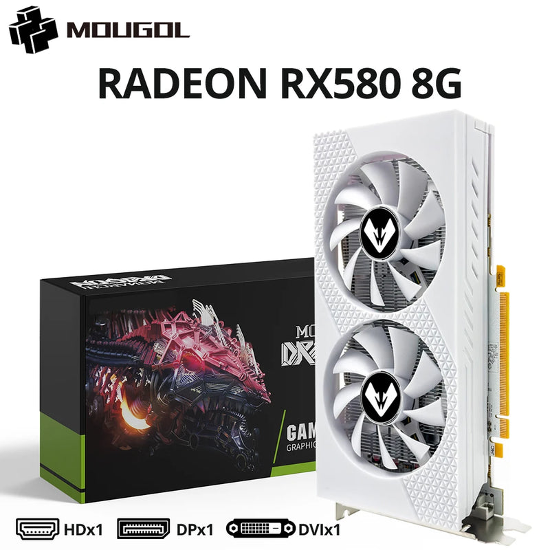 🎮 Placa de Vídeo MOUGOL Radeon RX 580 8GB GDDR5 – PCI-E 3.0 – DVI/DP – Original