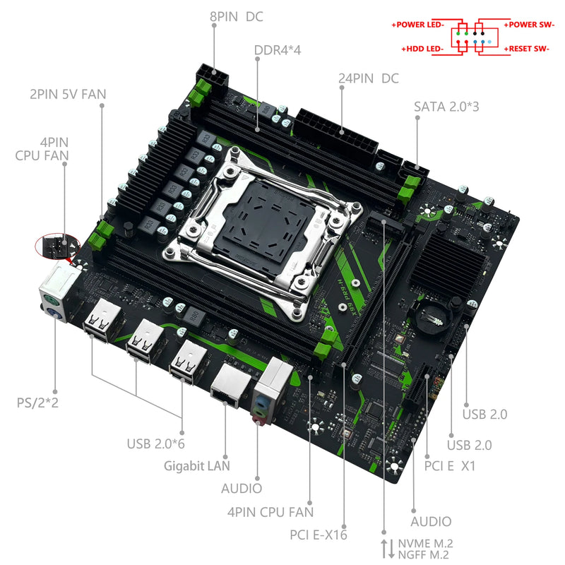 🧩 Kit MACHINIST X99 PR9-H + Xeon E5-2650 V4 + 16GB DDR4 + Suporte NVMe M.2