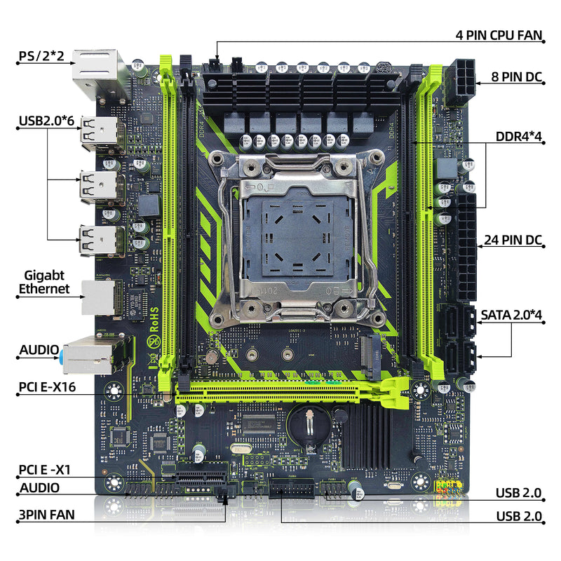 🧩 Kit ZSUS X99-8D4 – Placa-Mãe + Xeon E5-2650 V4 + 16GB DDR4 | Suporte NVMe M.2 | LGA2011-3