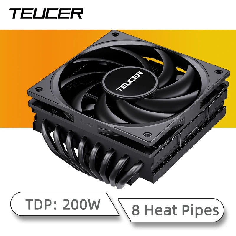 Refrigerador de CPU TEUCER UT-75, 8 tubos de calor Tiny Titan, com ventilador silencioso PWM 800-2400RPM para AM4/AM5/ e LGA 1700/115X/1200/2011