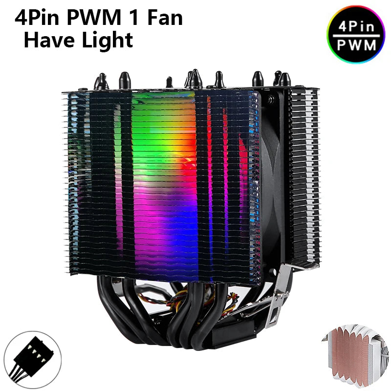 ⚔️ HNHU Dual Tower RGB (Preto/Branco) – Cooler CPU 6 Heatpipes Ultra Silencioso | Intel & AMD