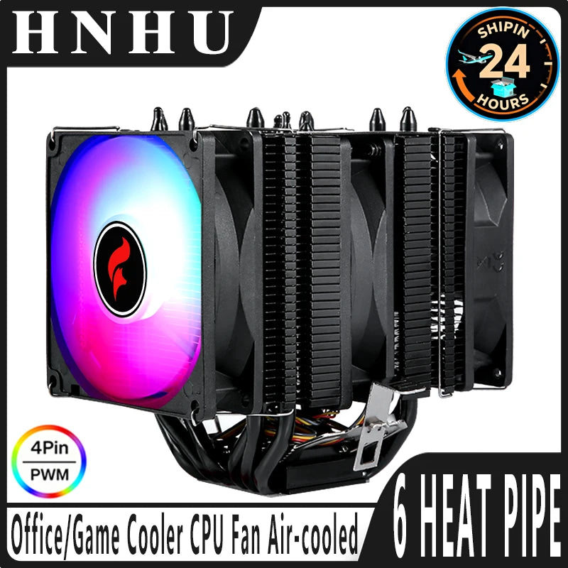 ⚔️ HNHU Dual Tower RGB (Preto/Branco) – Cooler CPU 6 Heatpipes Ultra Silencioso | Intel & AMD