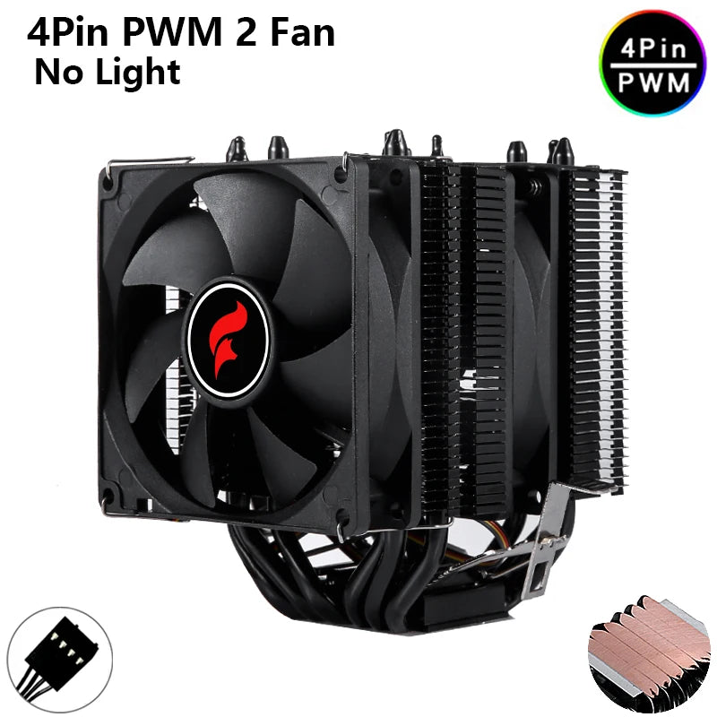⚔️ HNHU Dual Tower RGB (Preto/Branco) – Cooler CPU 6 Heatpipes Ultra Silencioso | Intel & AMD