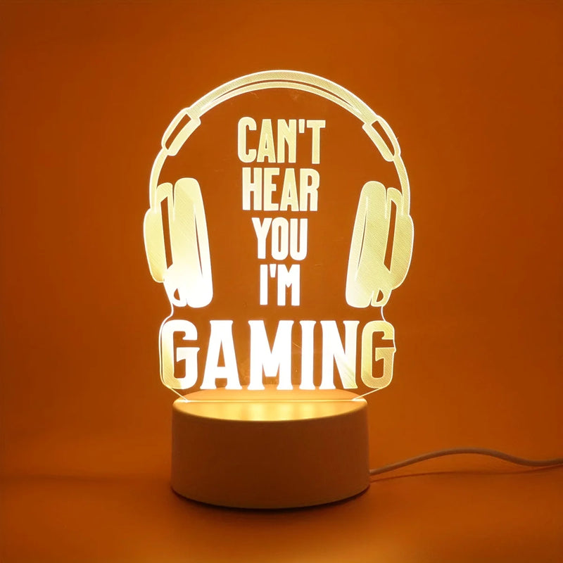 🎧💡 Luminária Gamer 3D Headset – Luz Noturna Decorativa com 7 Cores / Luz Quente