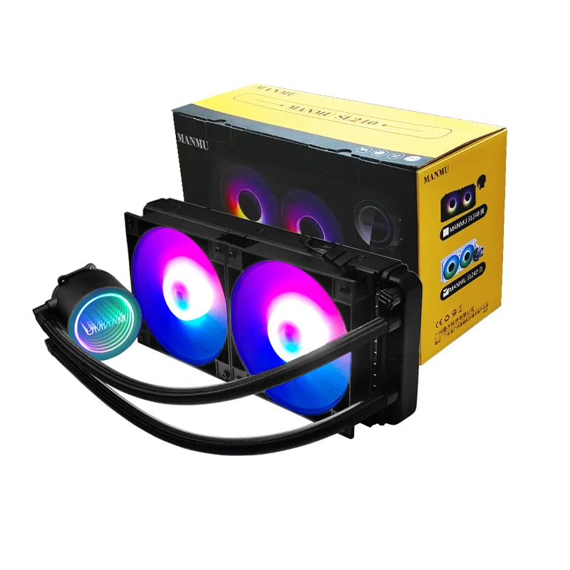 ❄️ Manmu – Water Cooler 240mm RGB para CPU com Ventoinhas PWM (4 pinos)