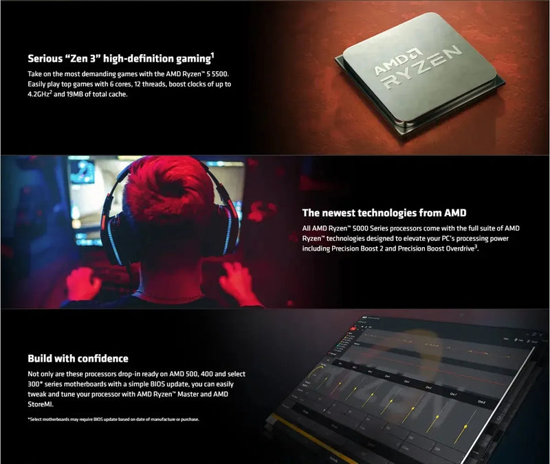 🧠 Processador AMD Ryzen 5 5500 – Versão Tray (Sem Cooler)