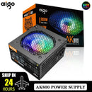 Aigo AK PC PSU Unidade de fonte de alimentação 500W 600W 700W 800W 1000W Gaming 120mm Ventilador RGB 220V ATX Fonte de alimentação para computador desktop para BTC