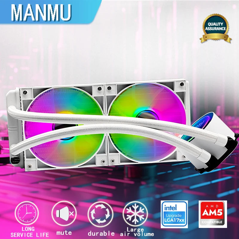 ❄️ Manmu – Water Cooler 240mm RGB para CPU com Ventoinhas PWM (4 pinos)