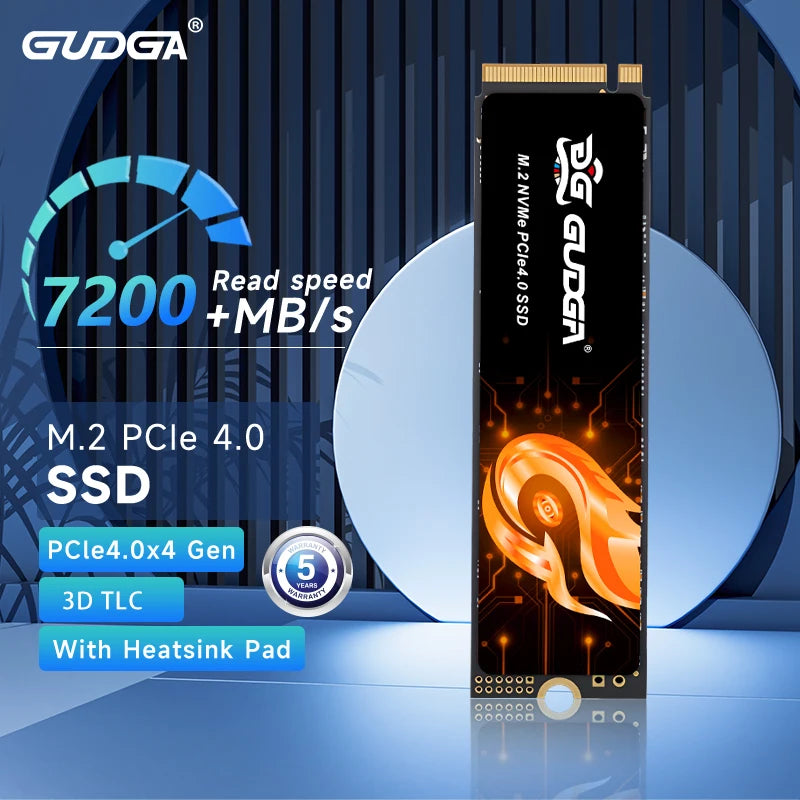 Gudga ssd nvme m2 2tb 1tb pcie 4.0x4 2280 nmve disco de estado sólido interno 7200 mb/s unidade interna para ps5 portátil jogo desktop