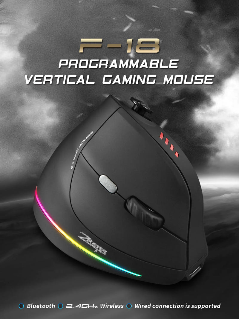 🖱️⚡ Mouse Gamer Vertical RGB Jomaa – 24000 DPI, Botões Programáveis, Sem Fio/Com Fio, Ergonomia Pro E-Sports ⚡🖱️