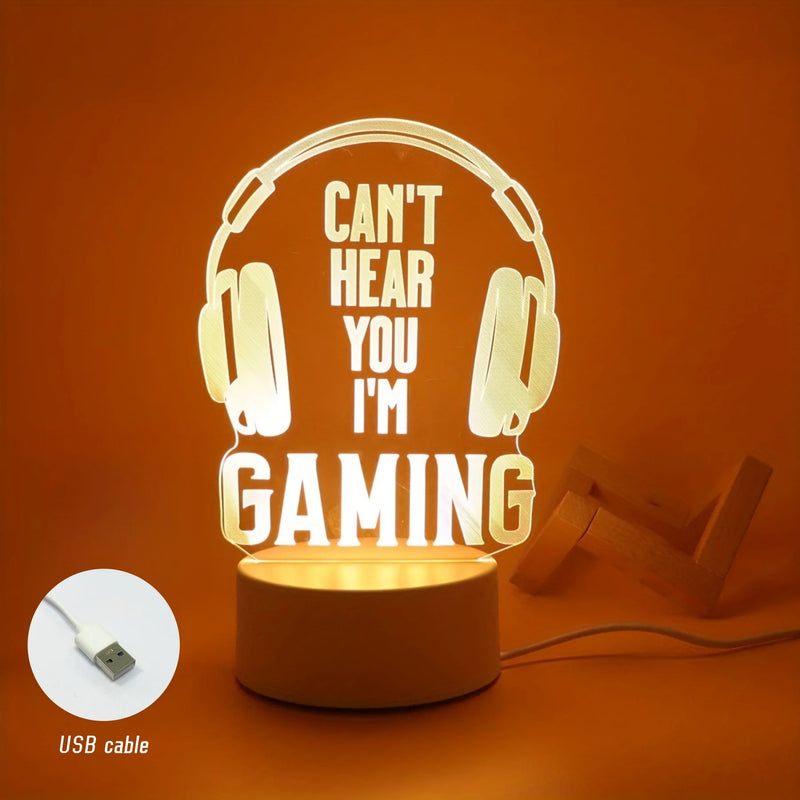 🎧💡 Luminária Gamer 3D Headset – Luz Noturna Decorativa com 7 Cores / Luz Quente