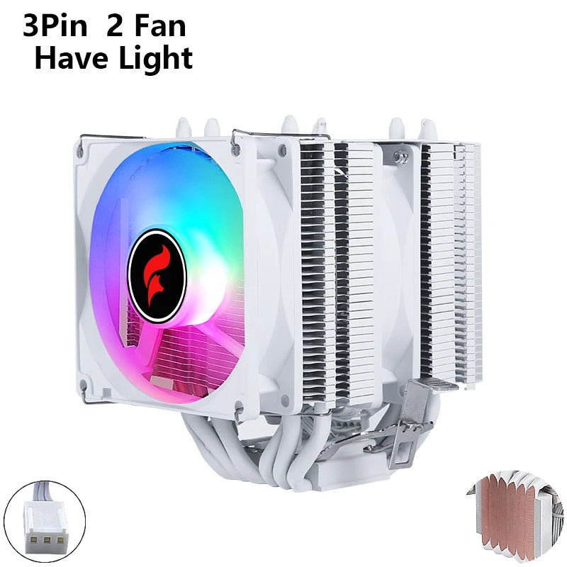 ⚔️ HNHU Dual Tower RGB (Preto/Branco) – Cooler CPU 6 Heatpipes Ultra Silencioso | Intel & AMD