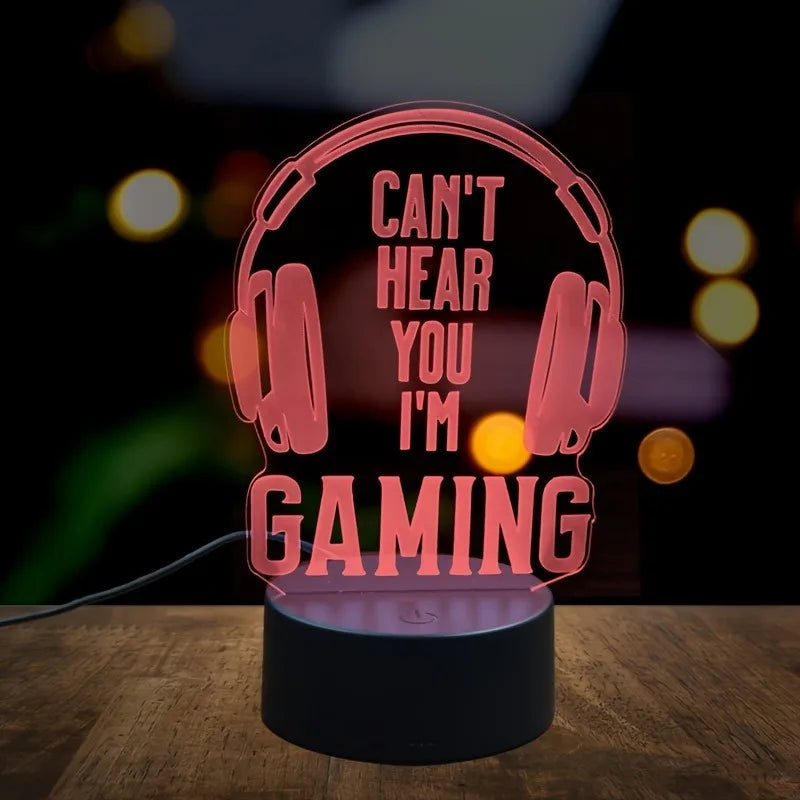 🎧💡 Luminária Gamer 3D Headset – Luz Noturna Decorativa com 7 Cores / Luz Quente