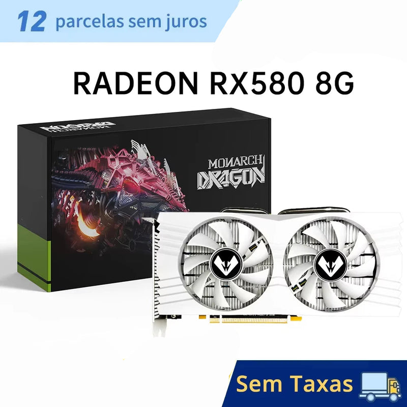 🎮 Placa de Vídeo MOUGOL Radeon RX 580 8GB GDDR5 – PCI-E 3.0 – DVI/DP – Original