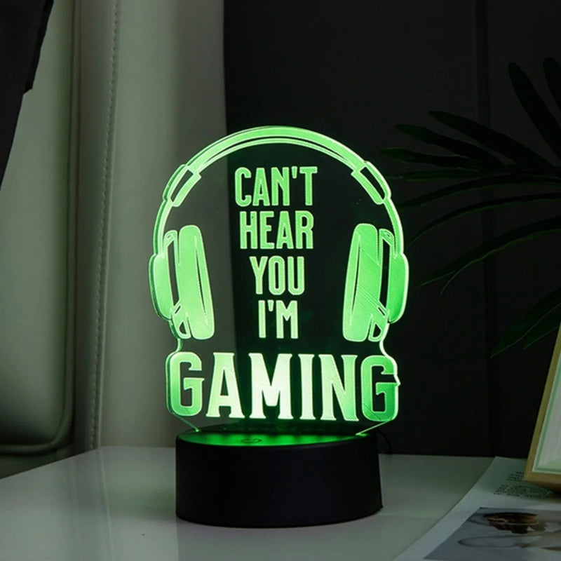 🎧💡 Luminária Gamer 3D Headset – Luz Noturna Decorativa com 7 Cores / Luz Quente
