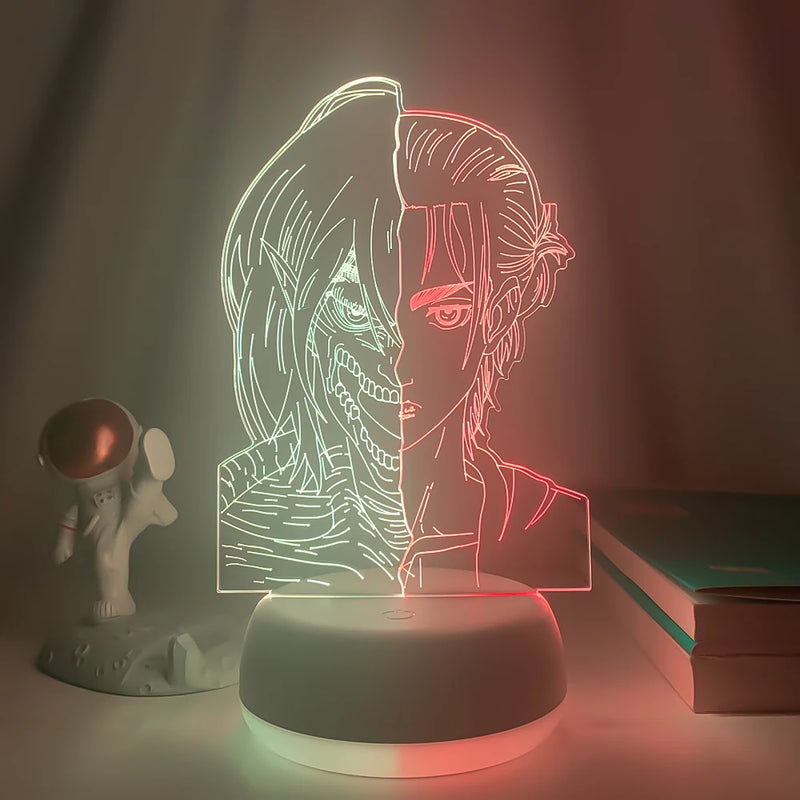 🌙🎮 Luminária 3D Gamer Anime – Base Duotone LED | 7/16 Cores + Controle Remoto