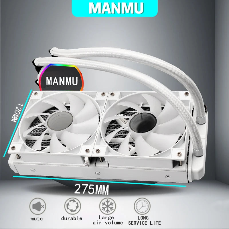 ❄️ Manmu – Water Cooler 240mm RGB para CPU com Ventoinhas PWM (4 pinos)
