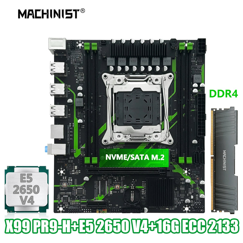 🧩 Kit MACHINIST X99 PR9-H + Xeon E5-2650 V4 + 16GB DDR4 + Suporte NVMe M.2