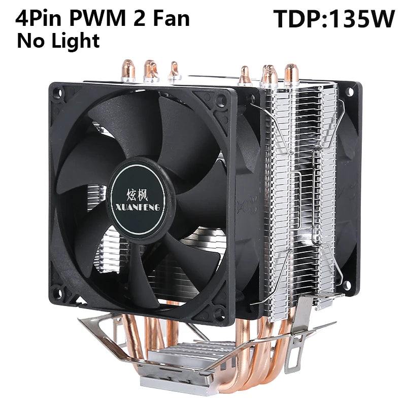 Ventilador cooler eficiente para cpu, 90mm, 4 pinos/pwm, pc, tipo torre, radiador, 2/4/6, instalação de tubo de calor lga2011 x79 x99 115x1200 1700 amd am3 am4