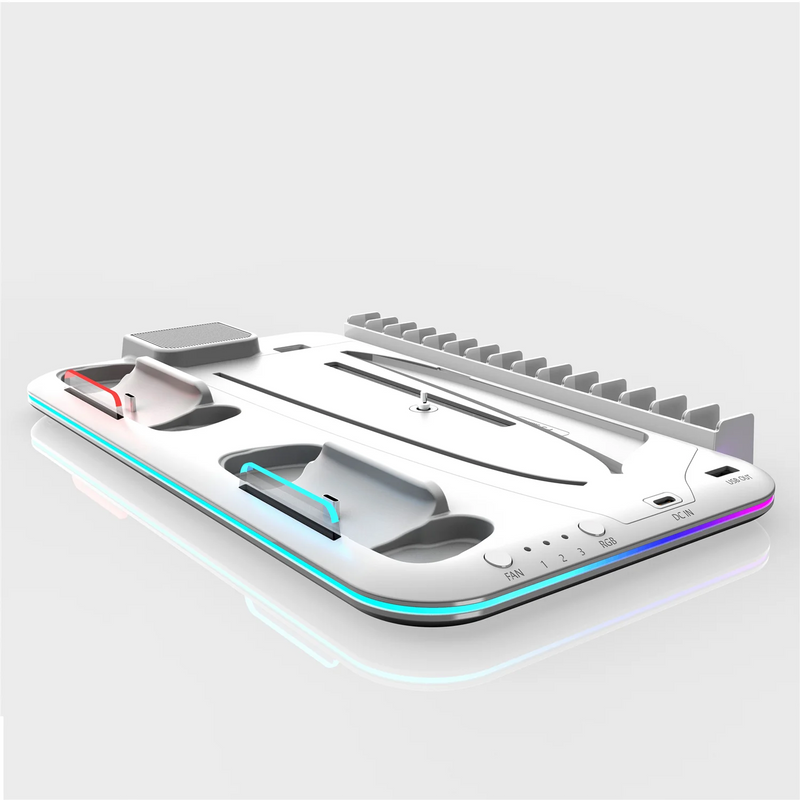 ❄️🎮 Estação de Resfriamento Turbo para PS5 + Dock de Carregamento de Controles + RGB