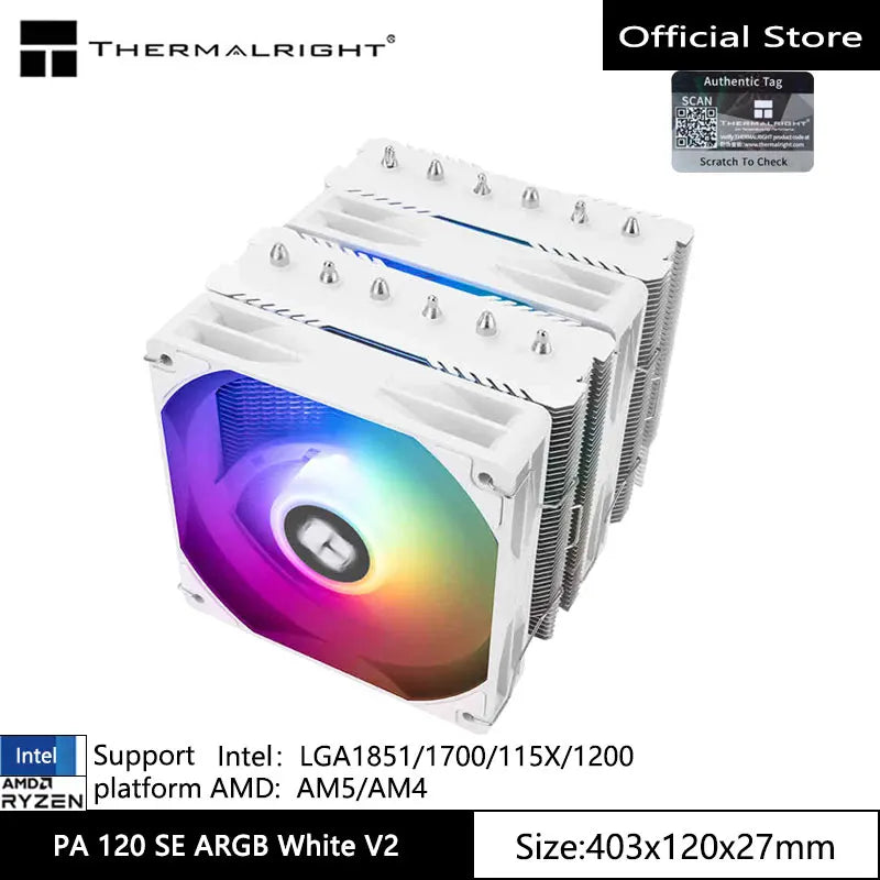 Thermalright Peerless Assassin 120 SE V2 Radiador de resfriamento de ar para caixa de computador, suporte LGA1851/1700/AM5/AM4 com ventilador 120x120x28mm