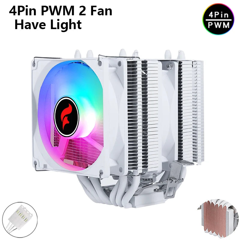 ⚔️ HNHU Dual Tower RGB (Preto/Branco) – Cooler CPU 6 Heatpipes Ultra Silencioso | Intel & AMD