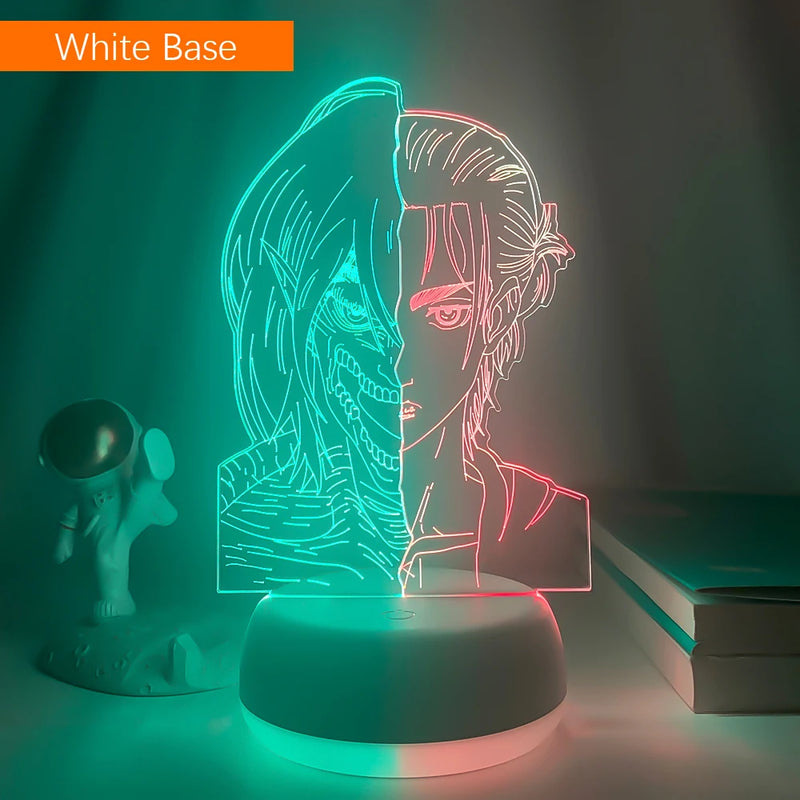 🌙🎮 Luminária 3D Gamer Anime – Base Duotone LED | 7/16 Cores + Controle Remoto