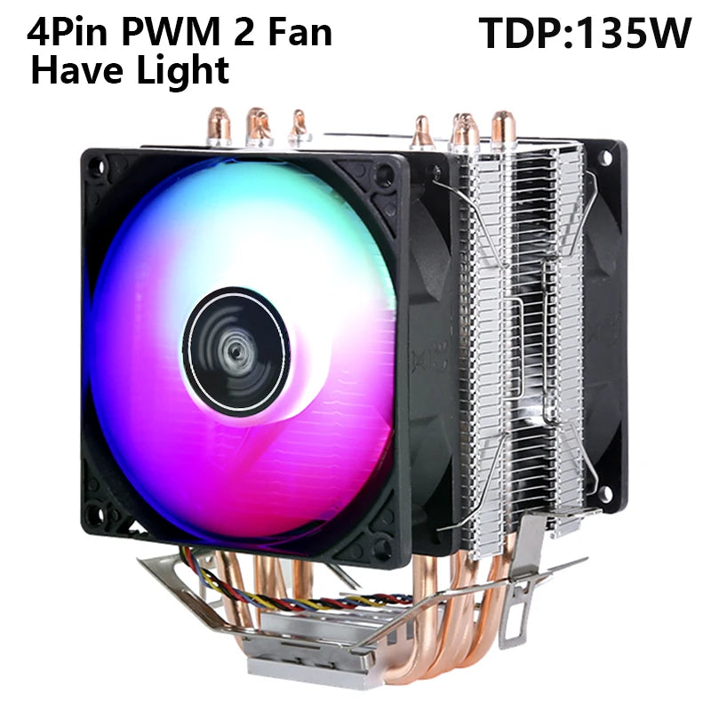 Ventilador cooler eficiente para cpu, 90mm, 4 pinos/pwm, pc, tipo torre, radiador, 2/4/6, instalação de tubo de calor lga2011 x79 x99 115x1200 1700 amd am3 am4
