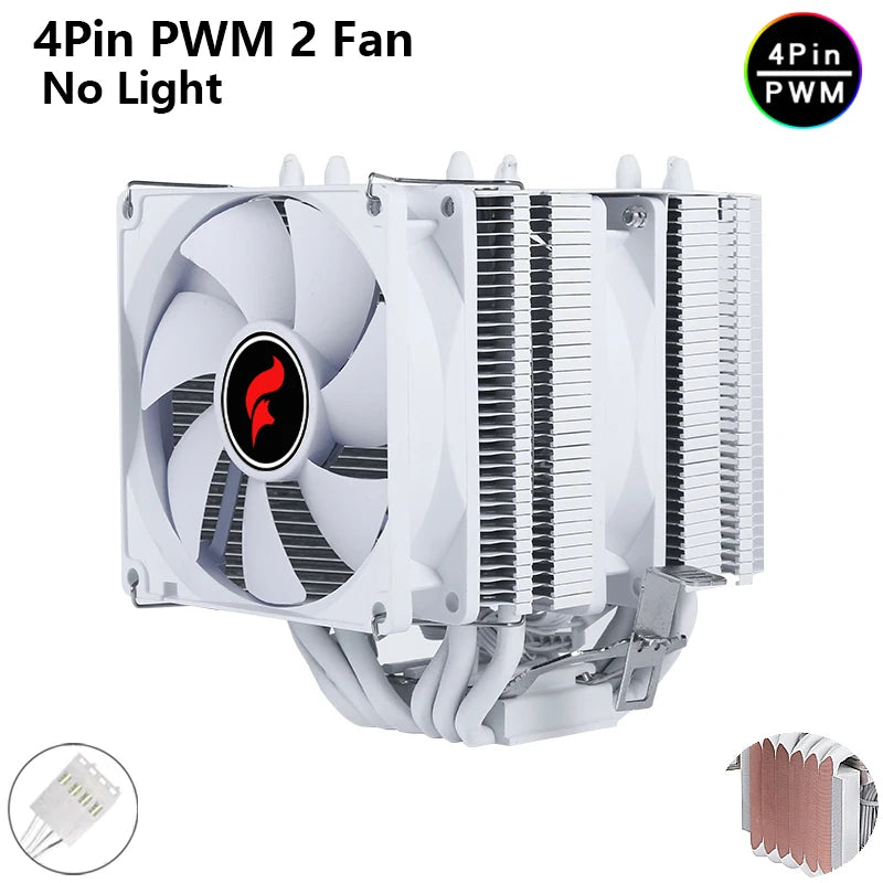 ⚔️ HNHU Dual Tower RGB (Preto/Branco) – Cooler CPU 6 Heatpipes Ultra Silencioso | Intel & AMD