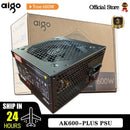 Aigo AK PC PSU Unidade de fonte de alimentação 500W 600W 700W 800W 1000W Gaming 120mm Ventilador RGB 220V ATX Fonte de alimentação para computador desktop para BTC