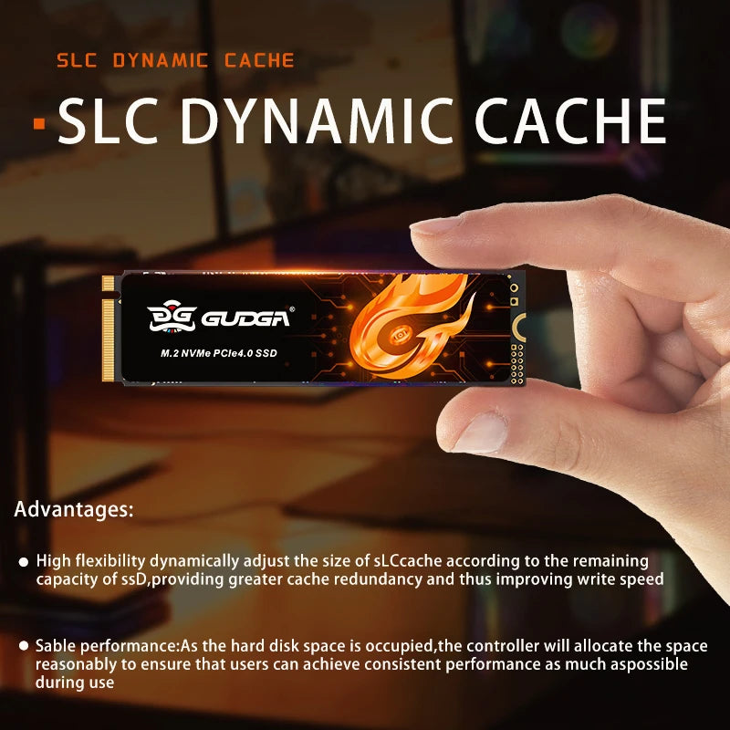 Gudga ssd nvme m2 2tb 1tb pcie 4.0x4 2280 nmve disco de estado sólido interno 7200 mb/s unidade interna para ps5 portátil jogo desktop