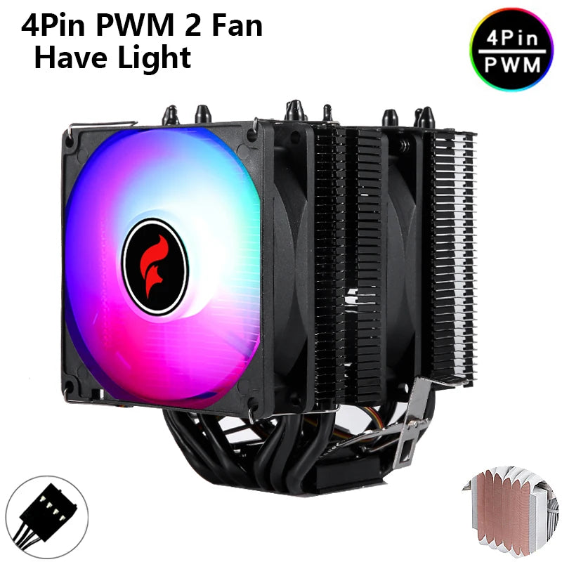 ⚔️ HNHU Dual Tower RGB (Preto/Branco) – Cooler CPU 6 Heatpipes Ultra Silencioso | Intel & AMD