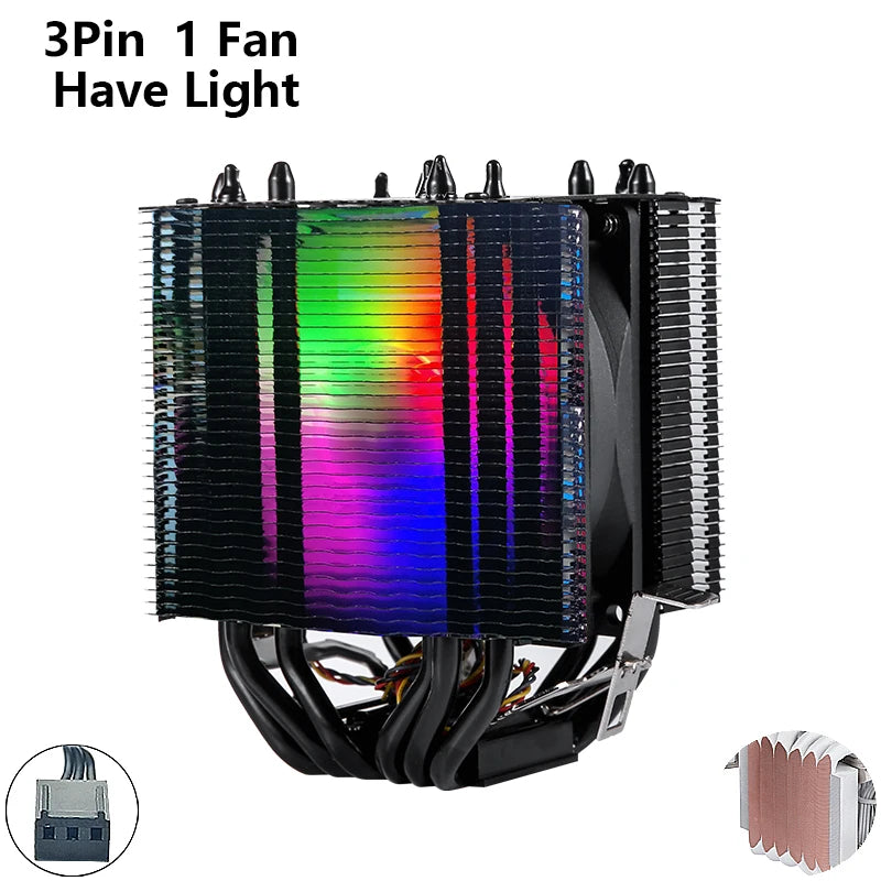 ⚔️ HNHU Dual Tower RGB (Preto/Branco) – Cooler CPU 6 Heatpipes Ultra Silencioso | Intel & AMD