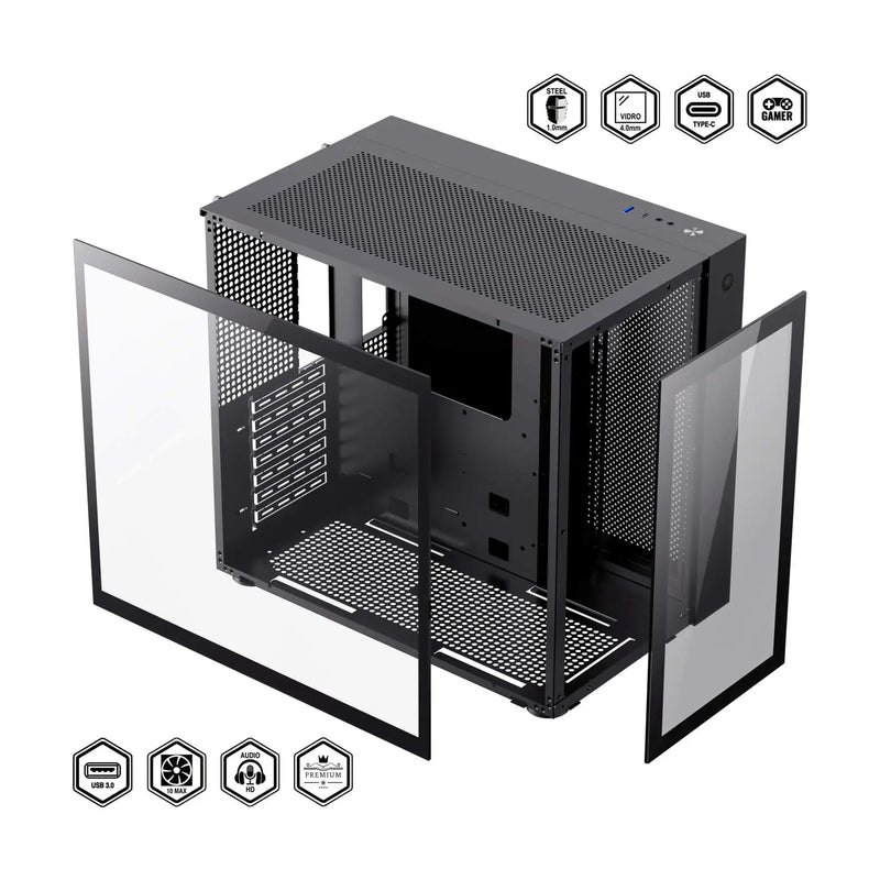 🖥️✨ Gabinete Gamer Gamemax Lucent Black – ATX com Vidro Temperado + 3 Fans RGB