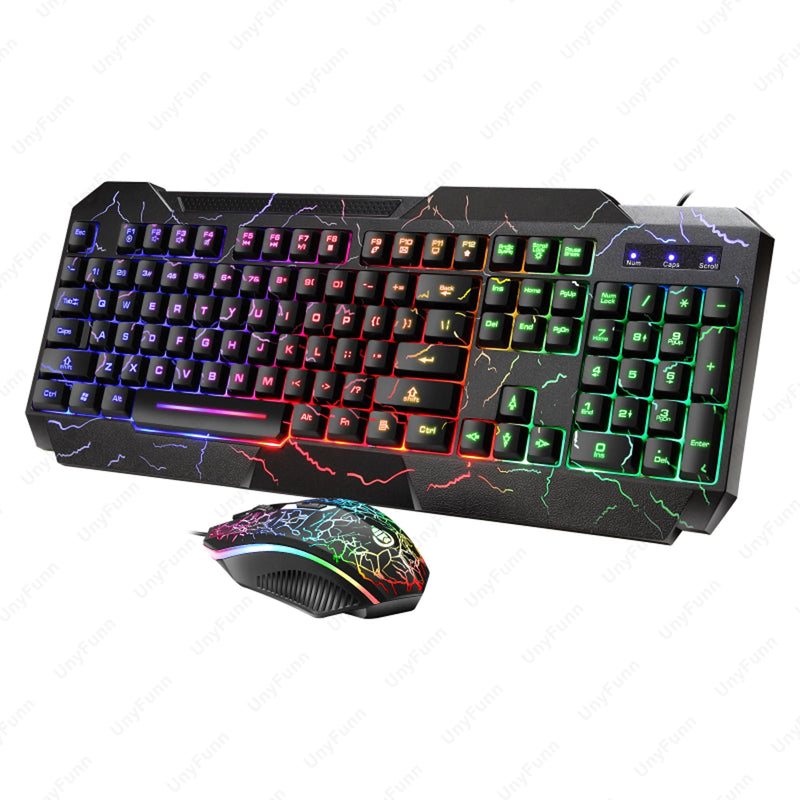 🎮✨ Combo Gamer Teclado + Mouse Ergonômico – Efeito Rainbow Crack Glow