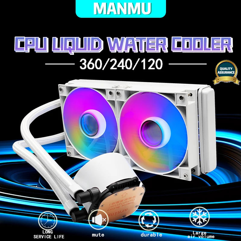 ❄️ Manmu – Water Cooler 240mm RGB para CPU com Ventoinhas PWM (4 pinos)