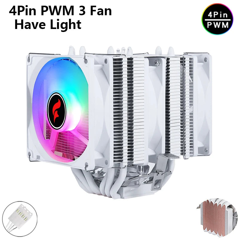 ⚔️ HNHU Dual Tower RGB (Preto/Branco) – Cooler CPU 6 Heatpipes Ultra Silencioso | Intel & AMD