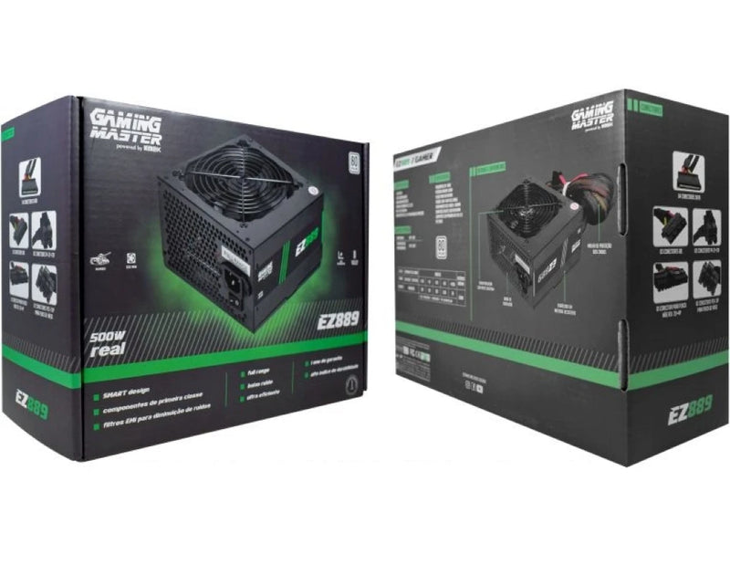 Fonte Gamer ATX 500W Real K-Mex Gaming Master EZ889 80 Plus White Pfc Ativo Bivolt Automático